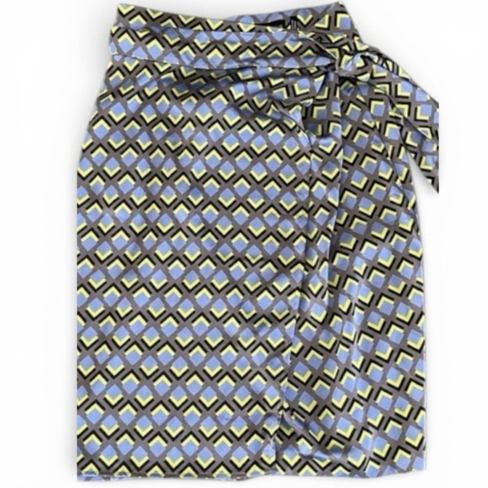 Wildfang Geometric Print Wrap Skirt in Blue and Yellow
